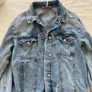 Free people distressed denim jacket medium